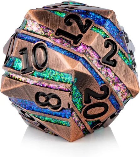 Vista 12 de DNDND - Dados D20 de 1.299 in, 1.31 pulgadas, ojo de dragón líquido, 20 dados con hermosa caja de regalo para Calabozos y Dragones (azul)