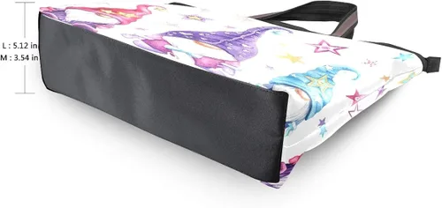 Vista 3 de QMXO - Bolso de mano con diseño de gnomos mágicos y estrellas, para mujer, bolsa de mano de gran capacidad con asa superior