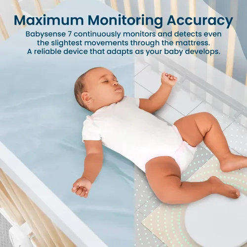 Vista 3 de Babysense 7 Monitor de sueño, respiración y movimiento para bebés recién nacidos y lactantes, sin WiFi, no portátil, monitor sin contacto con 2