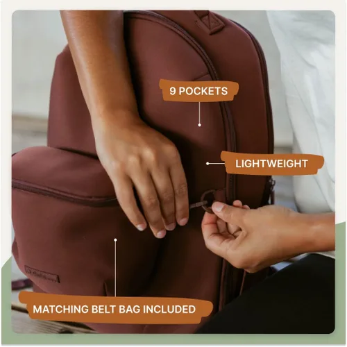 Vista 3 de Parker Baby Drift - Mochila de neopreno y bolsa para cinturón Esencial de viaje sin volumen con cambiador de pañales y correas para cochecito