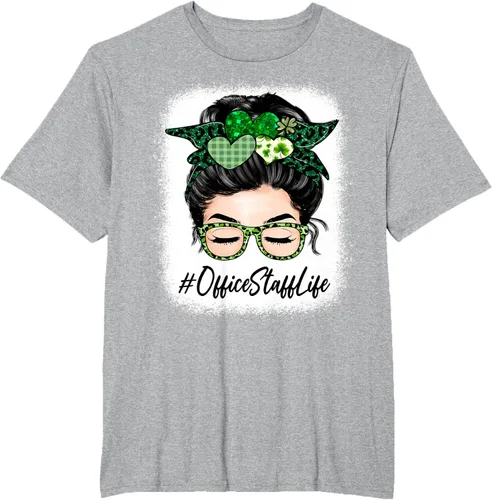 Vista 19 de Office Staff - Camiseta de trébol para mujer, diseño de moño desordenado, Verde