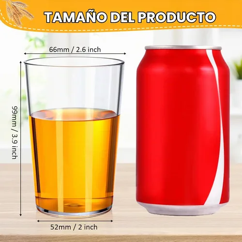Vista 2 de Meanplan Paquete de 12 vasos de plástico de 8 onzas, vasos reutilizables Transparente