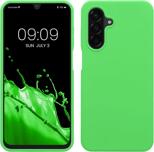 Vista 156 de kwmobile Funda Compatible con Samsung Galaxy A14 5G - Funda de teléfono de TPU y silicona con acabado suave - Verde Lima