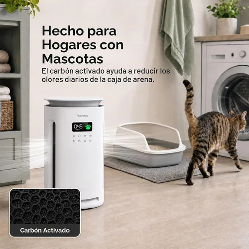 Vista 2 de Provirtec Purificador de aire para mascotas para el hogar con 2 prefiltros