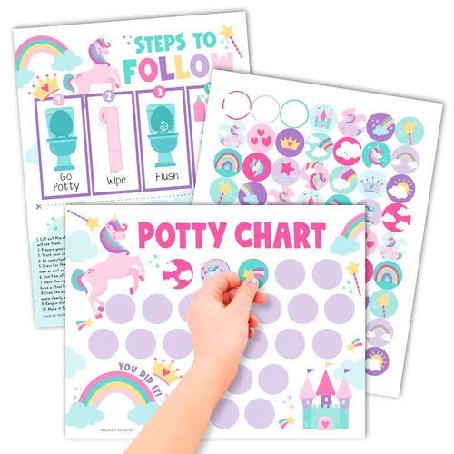 Vista 11 de Hadley Designs Tabla de Entrenamiento para Orinal para Niñas Pequeñas - Tabla de Orinal con 10 Calcomanías para Niñas Pequeñas, Tablas de Boho