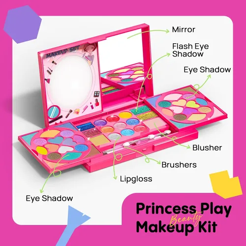 Vista 4 de Kit de maquillaje infantil para niña, juego de maquillaje lavable, real, seguro y no tóxico, juguetes de princesa para niños de 3 a 6 años, juguetes