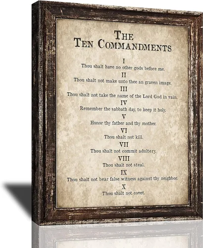 Vista 11 de Arte de pared de 10 mandamientos, impresiones en lienzo de diez mandamientos, póster de versículos de la Biblia, regalos religiosos cristianos