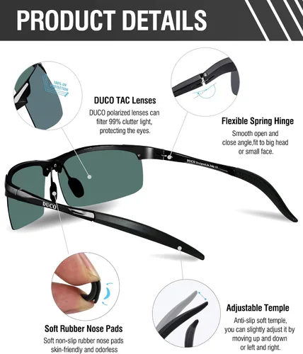 Vista 44 de Duco - Gafas de sol deportivas polarizadas para hombre con protección UV 8177s