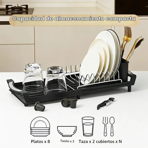 Vista 2 de Escurridor extensible de acero inoxidable, sobre fregadero o encimera