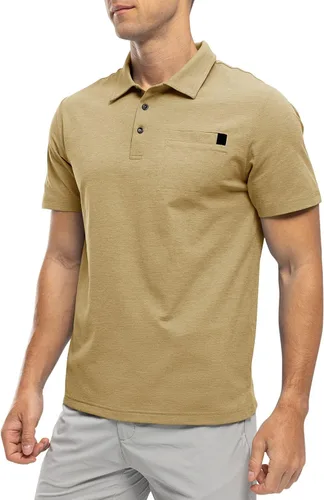 Vista 2 de Rdruko Polo de golf para hombre, manga corta, ajuste seco, cuello con bolsillo, tenis, trabajo, casual