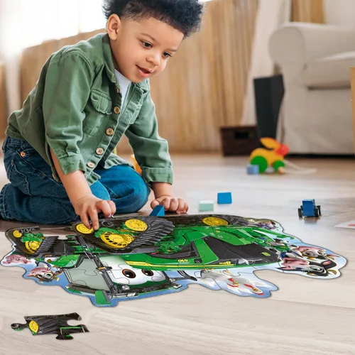 Vista 4 de Ravensburger John Deere Tractor Floor Puzzle – Atractivo rompecabezas de 24 piezas para niños Piezas duraderas y fáciles de ajustar Herramienta