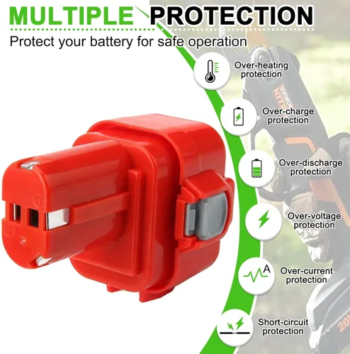 Vista 4 de Reemplazo de 3.5Ah para batería Makita de 9.6 V PA09 9100 9100A 9120 9122 9133 9134 9135 9135A 192595-8 192596-6 192638-6 193977-7 Ni-M-Ml Batería H