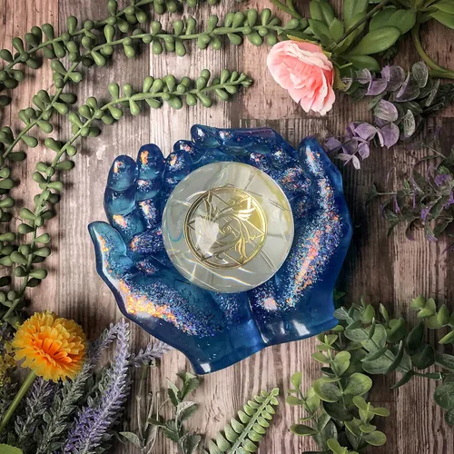 Vista 3 de FUNSHOWCASE Manos grandes ahuecadas y bolas de esfera de resina epoxi moldes de silicona, hacer cenicero, plantador, vela, bandeja de baratija