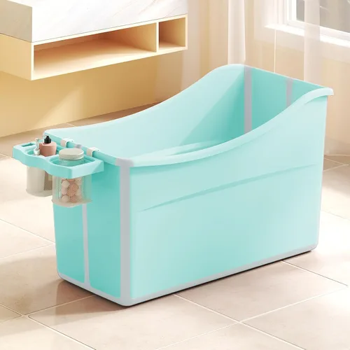 Vista 9 de Bañera plegable para bebé, bañera plegable para niños pequeños, bañera portátil grande plegable para niños pequeños pequeña con termómetro y cesta