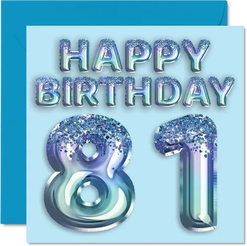 Vista 187 de Stuff4 Tarjeta de primer cumpleaños para niños, globo de fiesta con purpurina azul, tarjetas de feliz cumpleaños para niño de 1 año, nieto, hijo, 57