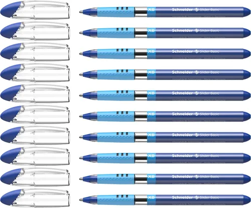 Vista 13 de Schneider Slider Basic XB (Extra Broad) - Bolígrafo de punta redonda, 1.4 mm, barril transparente, colores de tinta surtidos, paquete de 8