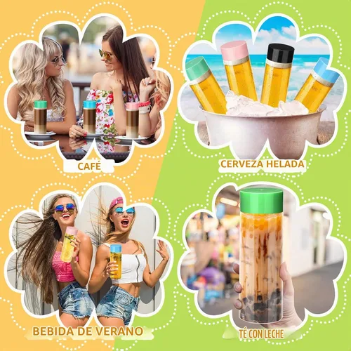Vista 7 de Hoolerry 16 botellas sensoriales de plástico vacías con tapas, botellas de agua sensoriales de plástico transparente reutilizables para 4
