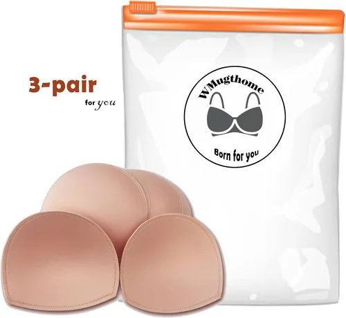 Vista 6 de 3 pares de almohadillas cosidas para brasier deportivo para mujer, brasier de yoga para ocultar pezones o inserciones de brasier push up