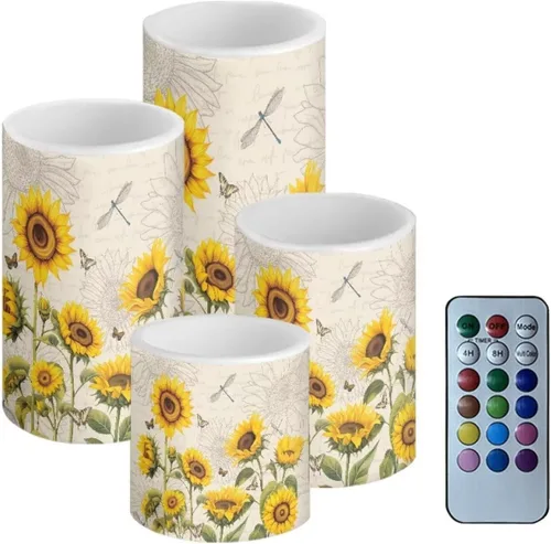 Vista 34 de Velas LED parpadeantes operadas por batería, juego de 4 con control remoto y temporizador, velas de llama danzante, velas de pilar para mesa, Playa