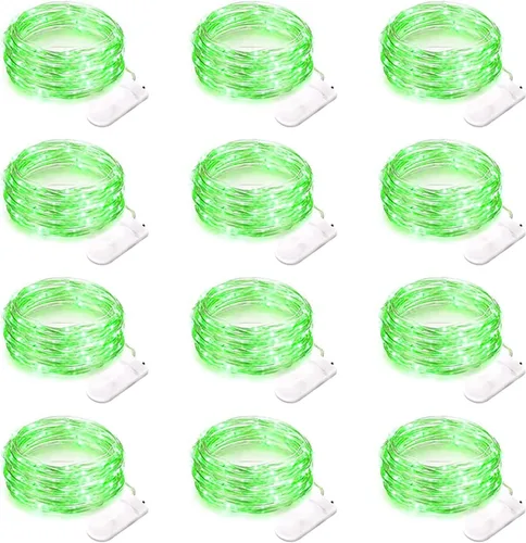 Vista 14 de Paquete de 12 luces de hadas que funcionan con pilas, 7 pies, 20 luces LED de alambre plateado
