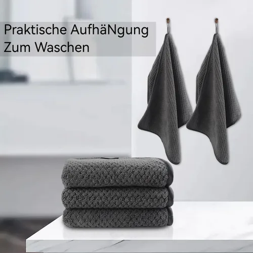 Vista 7 de KinHwa Toallas de mano de microfibra para baño, toallas faciales suaves y absorbentes, toallas de mano grises para baño, paños de lavado para spa