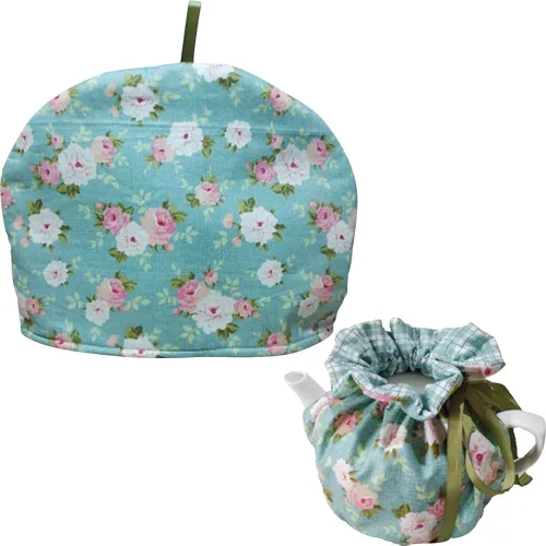 Vista 8 de 2 piezas de té aislado acogedor para tetera y calentador de hervidor de agua - a cuadros Rojo Plaid