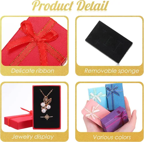 Vista 7 de Yinkin Juego de 72 cajas de regalo de joyería, pequeñas cajas de regalo de joyería con tapas, aretes, collares, pulseras, estuche de cartón