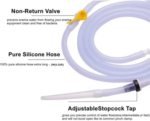 Vista 5 de Kit de enema pieza de repuesto (juego de 2 piezas) Manguera de enema de silicona Accesorios de limpieza de colon