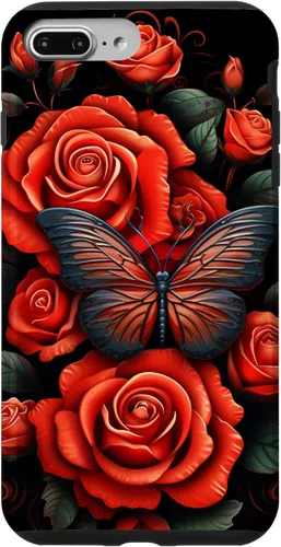Vista 12 de Cute Butterfly Red Floral Flower Butterfly Rose Case for iPhone 17