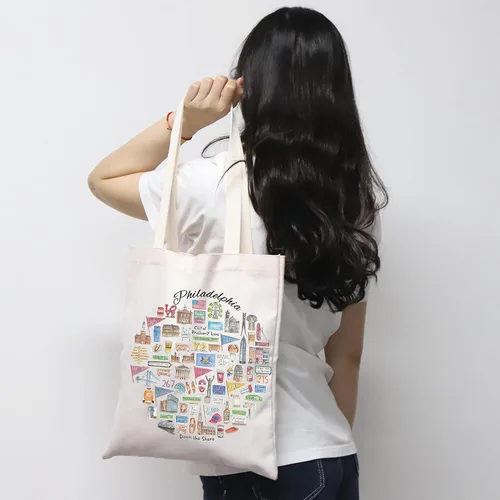 Vista 7 de MNIGIU Philadelphia Tote Bag Philadelphia Souvenir Gift Bolsa de viaje Philadelphia Regalo de bienvenida Filadelfia