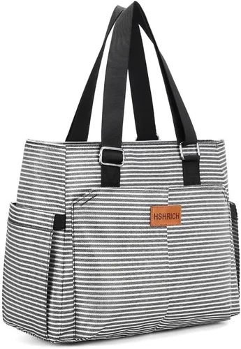 Vista 12 de Bolsas de almuerzo grandes para mujer, lonchera aislada para adultos, bolsa de almuerzo a prueba de fugas con bolsillo de almacenamiento. Bolsa