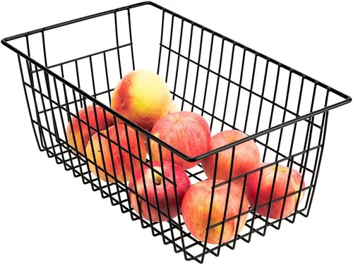 Vista 6 de SANNO Organizador de cesta para congelador, divisor de almacenamiento de alambre de metal para refrigerador, contenedores domésticos con asas