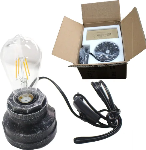 Vista 7 de Lámpara de mesa vintage con control táctil, bombilla LED regulable Edison de 4 W incluida, con 3 niveles de brillo, luz nocturna industrial