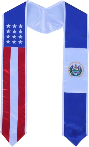 Vista 15 de Del Mex - Bandera del país y Estados Unidos, estola de graduación internacional Brasil / Estados Unidos