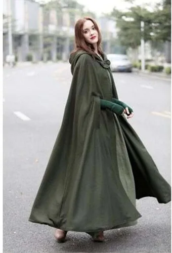 Vista 2 de MLAFE Capa gótica de invierno para mujer con capucha, gabardina extendida en estilo Harajuku