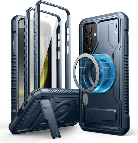 Vista 9 de Dexnor Funda magnética para Samsung Galaxy S24 Plus con soporte, 2 marcos frontales y protector de pantalla integrado, compatible con Magsafe, a