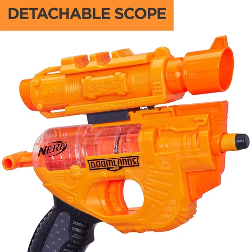 Vista 3 de Nerf Holdout Doomlands - Pistola de juguete con Detachablex de 1.575 in y 2 dardos oficiales Doomlands Elite para niños, adolescentes y adultos