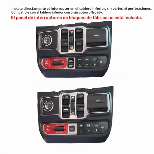 Vista 2 de Voswitch Panel de interruptores inferior JL300 compatible con Jeep Wrangler JL JLU 2018 - Current y Gladiator 2020+