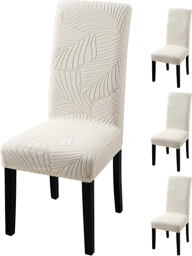 Vista 18 de Fuloon Paquete de 4 Fundas Protectoras para Asientos de Sillas de Comedor Super Ajustadas Elásticas Extraíbles Lavables Cortas para Hotel, Comedor