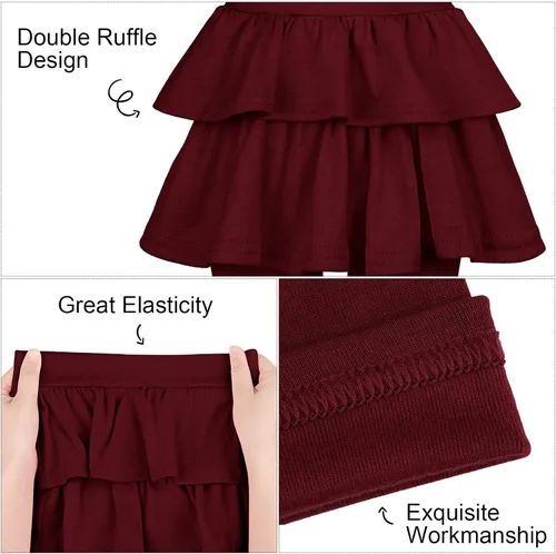 Vista 3 de Resinta Leggings para niñas con falda con volantes, pantalones de tutú cálidos, mallas sin pies, falda preciosa para niñas