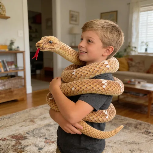 Vista 2 de Mukouxun Serpiente de peluche gigante de 112 pulgadas, serpiente de peluche para niños, juguetes de broma de animales de peluche, anaconda gigante
