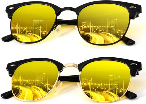 Vista 26 de KALIYADI - Gafas de sol polarizadas para hombres y mujeres unisex, marco semirretráctil, estilo retro, para conducir, con bloqueo UV