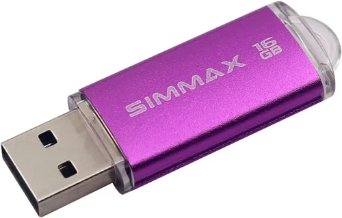 Vista 5 de SIMMAX Paquete de 2 unidades flash USB 2.0 de 16 GB con indicador LED (rojo y morado)