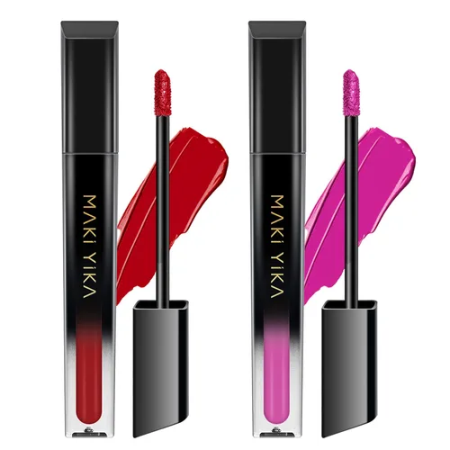 Vista 52 de MAKI YIKA Juego de 3 lápices labiales líquidos mate, color negro y rojo Negro/Rojo Oscuro/Desnudo