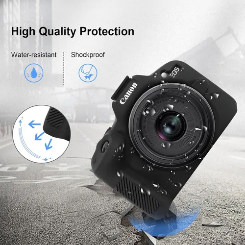 Vista 6 de Canboc Funda de silicona para cámara Canon EOS R50 sin espejo, R50 funda protectora de silicona suave, color negro (solo funda)
