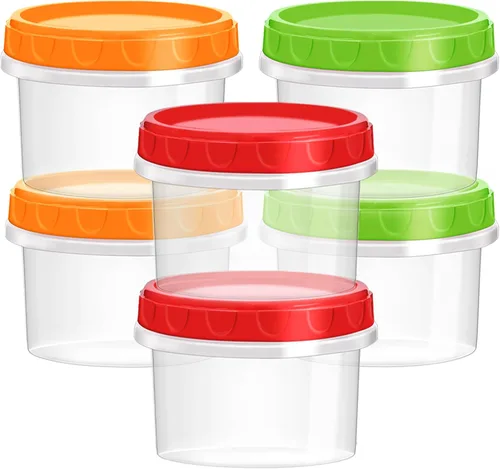 Vista 9 de TOFLEN Recipientes pequeños reutilizables para congelador de 5 onzas, recipientes de plástico para almacenamiento de alimentos con tapas de rosca, a