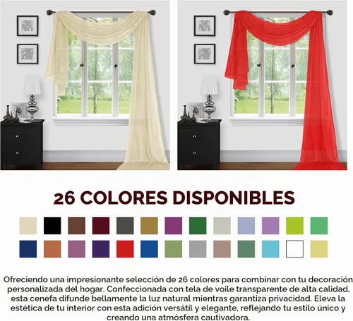 Vista 3 de Sapphire Home Cortinas de cenefa para ventana, cenefas transparentes extralargas para ventanas, cortinas de gasa para sala de estar, cocina y Dorado