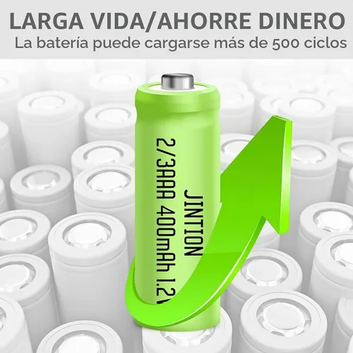 Vista 5 de JINTION Batería recargable NIMH 2/3AAA 2/3 AAA 1.2V 400mAh botón superior 5 paquetes (no son pilas de tamaño AAA)
