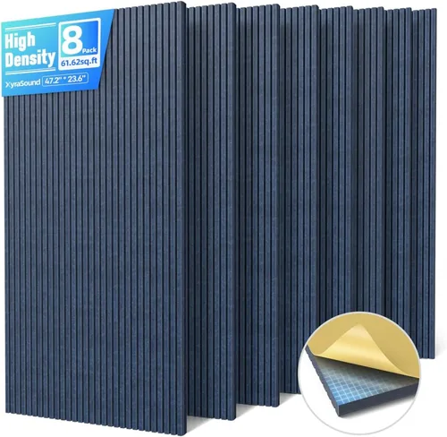 Vista 10 de Paquete de 4 paneles acústicos grandes que absorben el sonido con autoadhesivo, 47.2 x 23.6 x 0.36 pulgadas, paneles de espuma a prueba de sonido