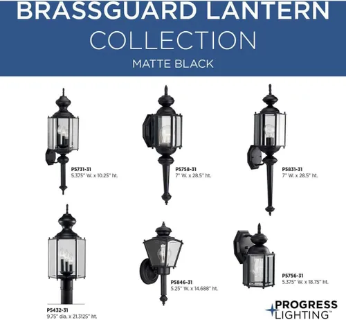 Vista 2 de Progress Lighting P5731-31 BrassGUARD - Linterna para exteriores, 33.25 x 9.50 x 9.75, color negro